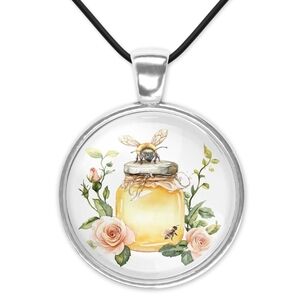 Floral Bee Pendant Necklace